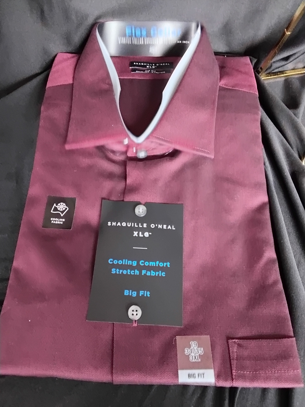 Shaquille Big Fit Stretch Dress Shirt - Burgundy